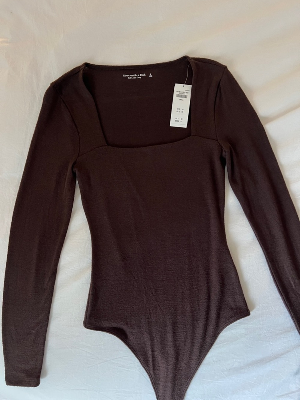 Abercrombie & Fitch Chocolate Brown Square-Neck Long Sleeve Bodysuit